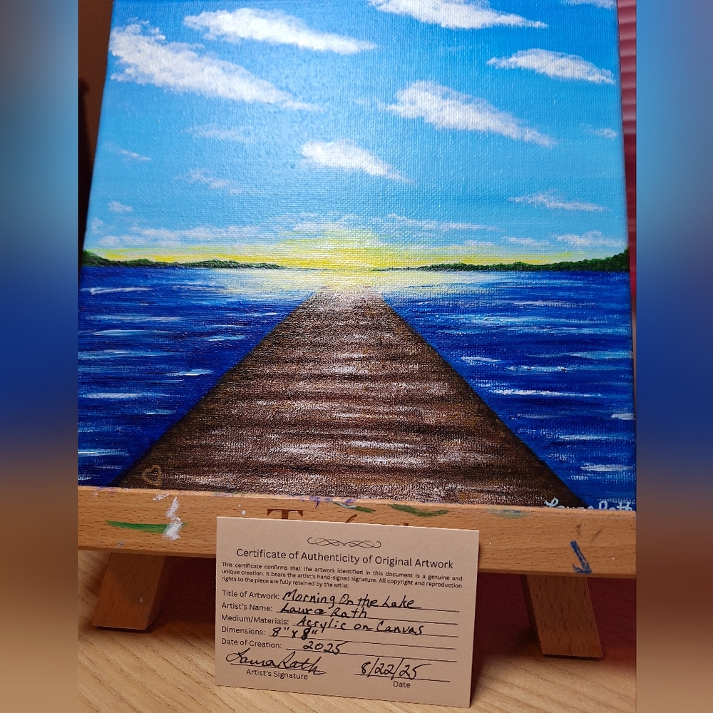 "Morning On the Lake" Hand-painted Canvas - Picture 4 of 12